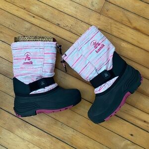 Kamik Pink and Black Kids Snow Boots